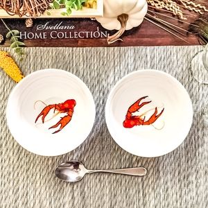 (2) Rare Brand New Porcelain Crawfish Bowls